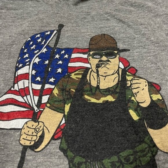 Sgt. Slaughter Homage WWF WWE Gray Sports Wrestling Crewneck Tee Tshirt - Picture 4 of 6